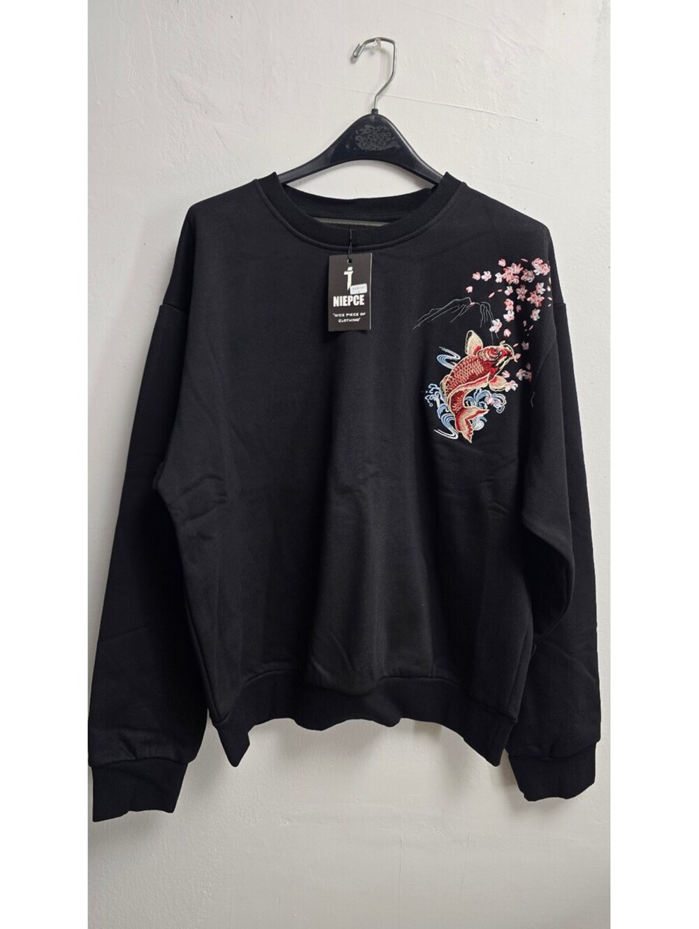 New Niepce Fleece Sweatshirt with Embroidered Koi Fish | Size L